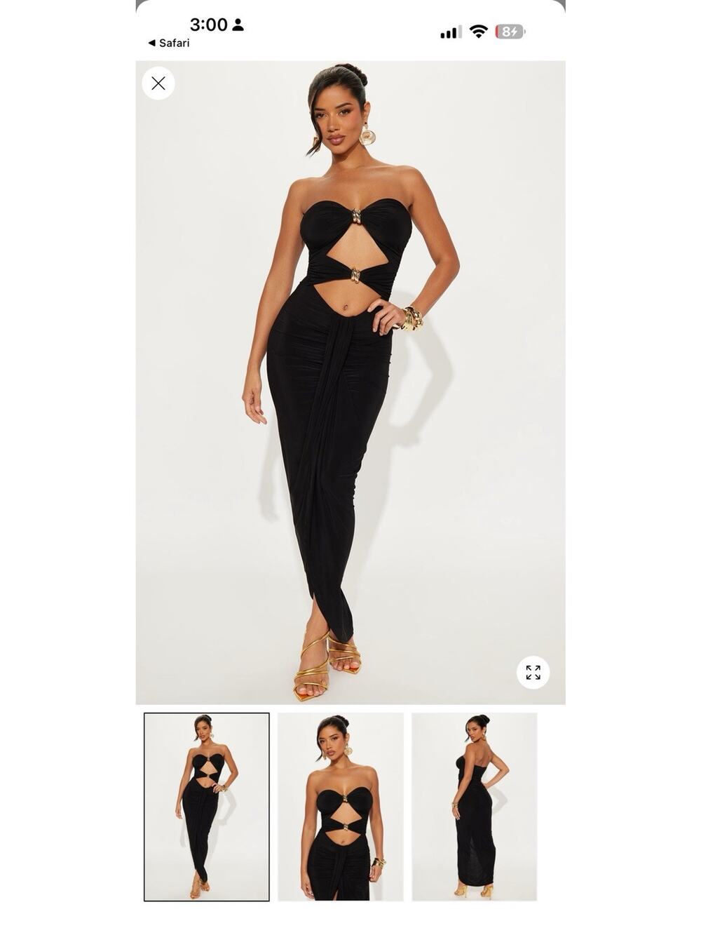 Jennifer Cut Out Strapless Maxi Dress – Black Size XL (runs small)